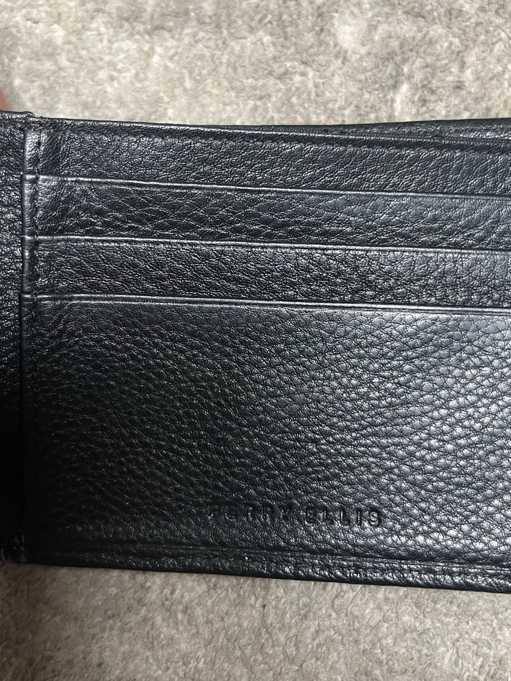 Bundle of THREE Men’s Black Leather Wallets; FOSSIL, Perry Ellis, London Fog